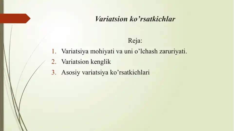 Variatsion ko’rsatkichlar