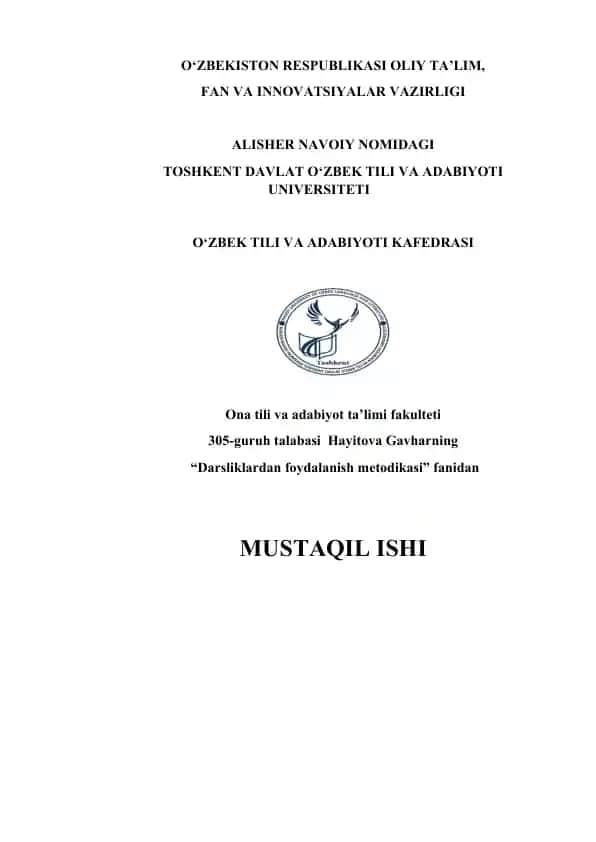 "Darsliklardan foydalanish metodikasi"