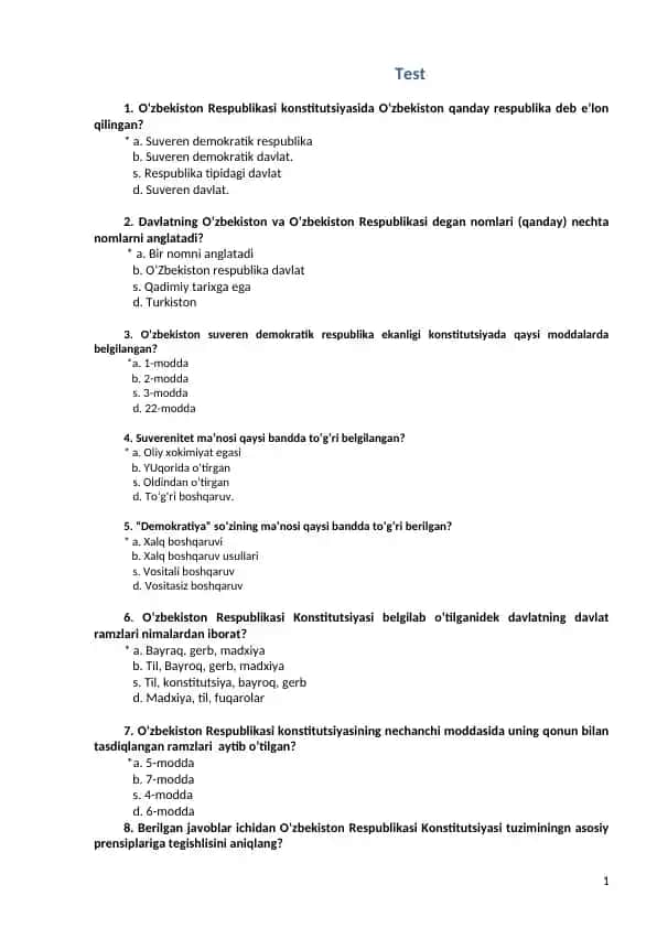 Konstitutsiya TEST
