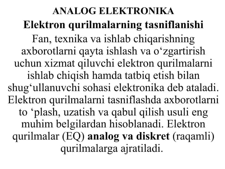 Analog Elektronika