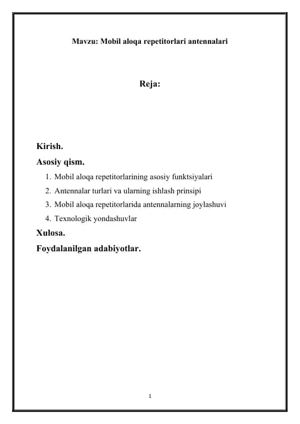 Mobil aloqa repetitorlari antennalari