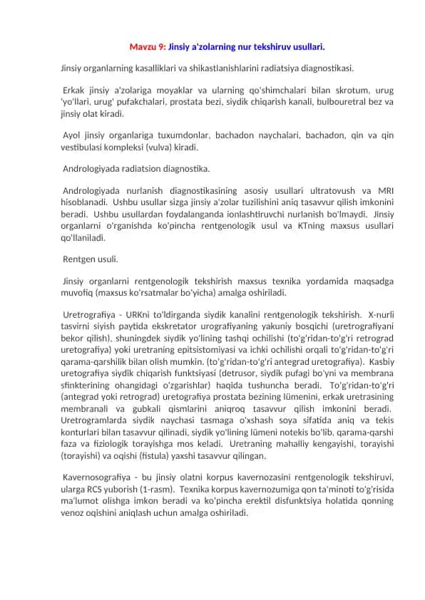 Radiatsion diagnostika usullari