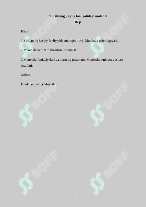 Yuristning kasbiy faoliyatidagi muloqot