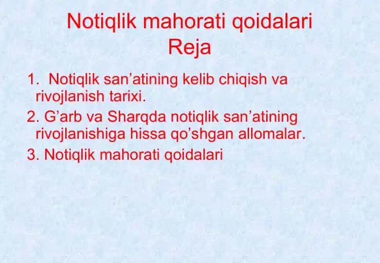 Notiqlik mahorati qoidalari
