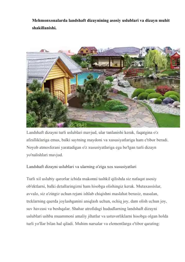 Landshaft dizayni turli uslublari