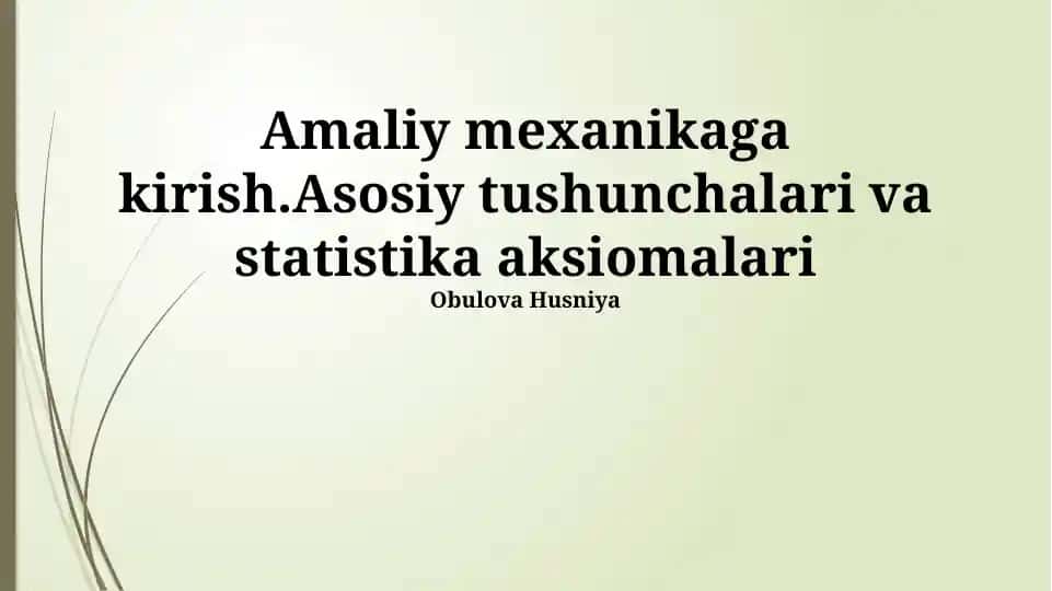 Amaliy mexanikaga kirish