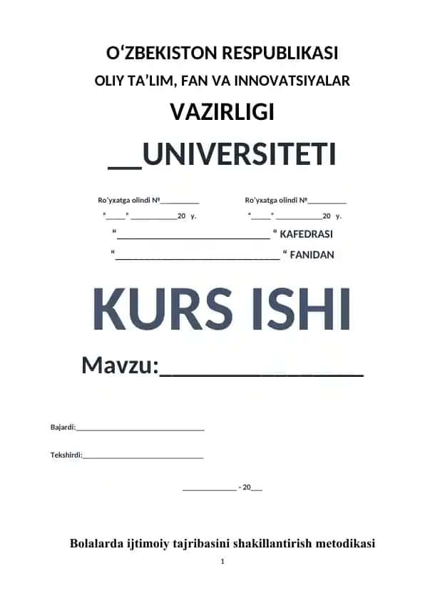 Bolalarda Ijtimoiy Tajribasini Shakillantirish Metodikasi