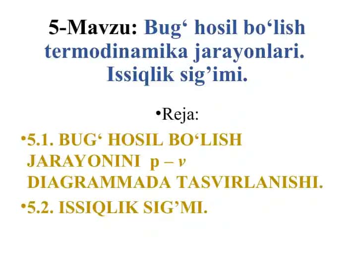 Issiqlik Teknikasining Nazariy Asoslari