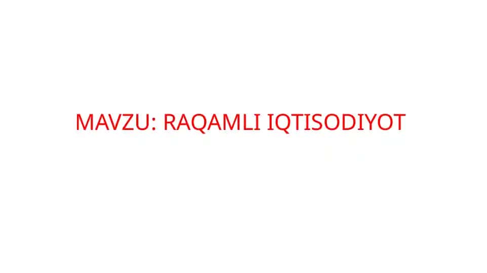 Raqamli iqtisodiyot