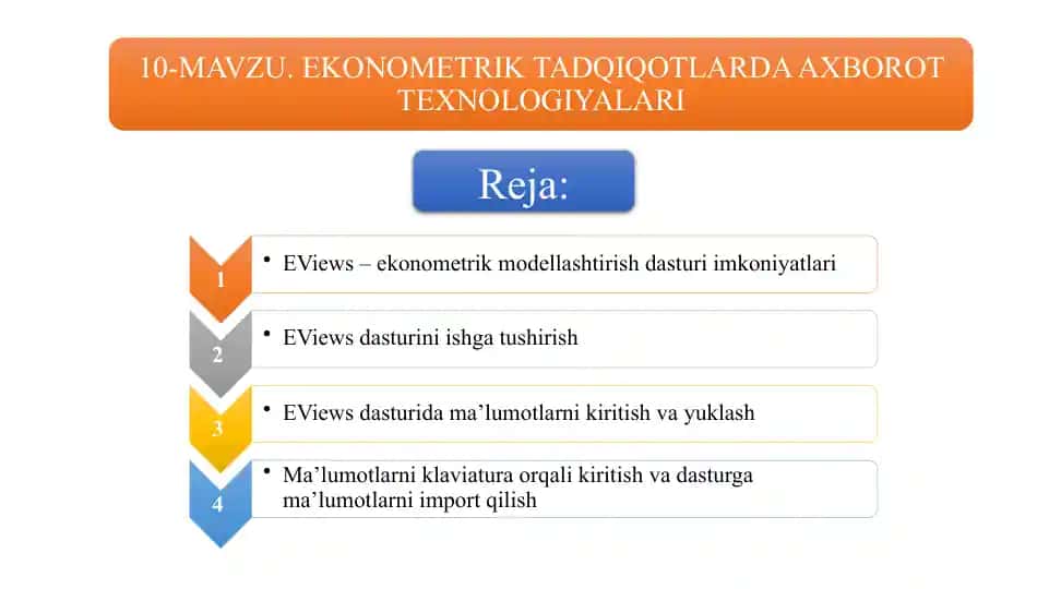 EViews – ekonometrik modellashtirish dasturi