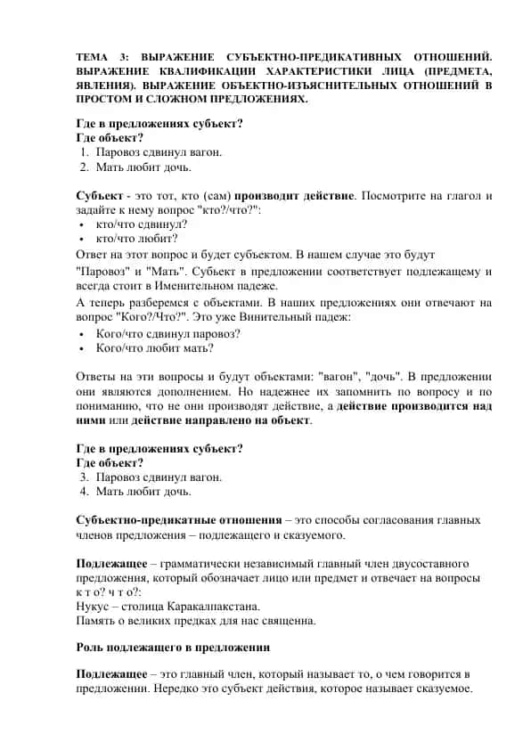 Субъектно-предикатные отношения