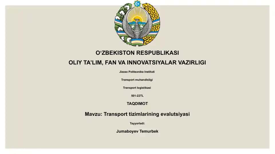 Transport tizimlarining evolyutsiyasi