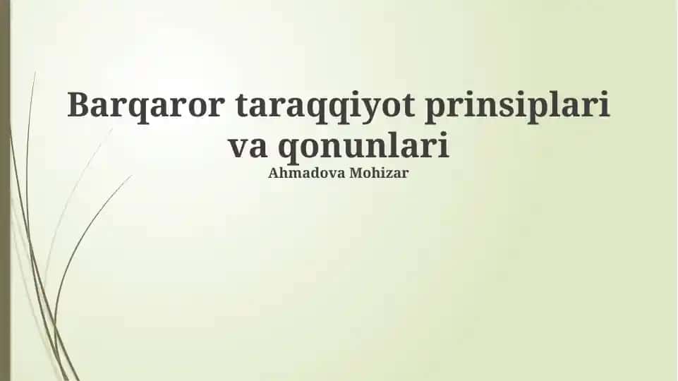 Barqaror taraqqiyot prinsiplari va qonunlari