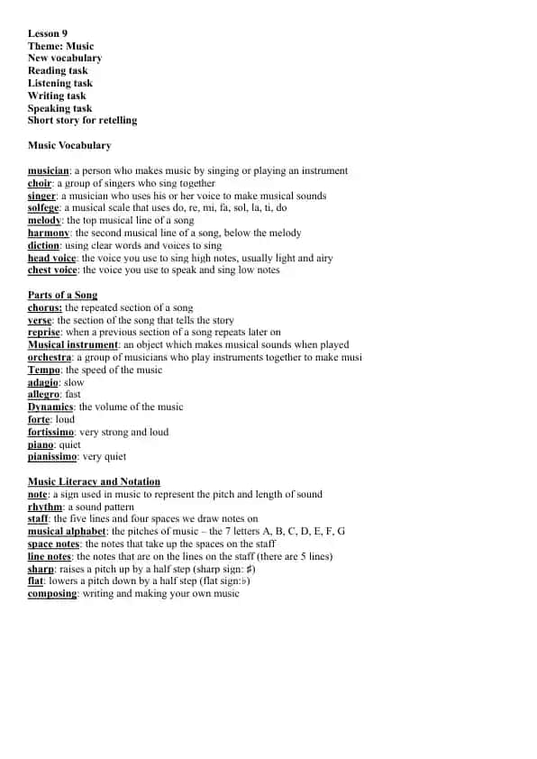Music Vocabulary