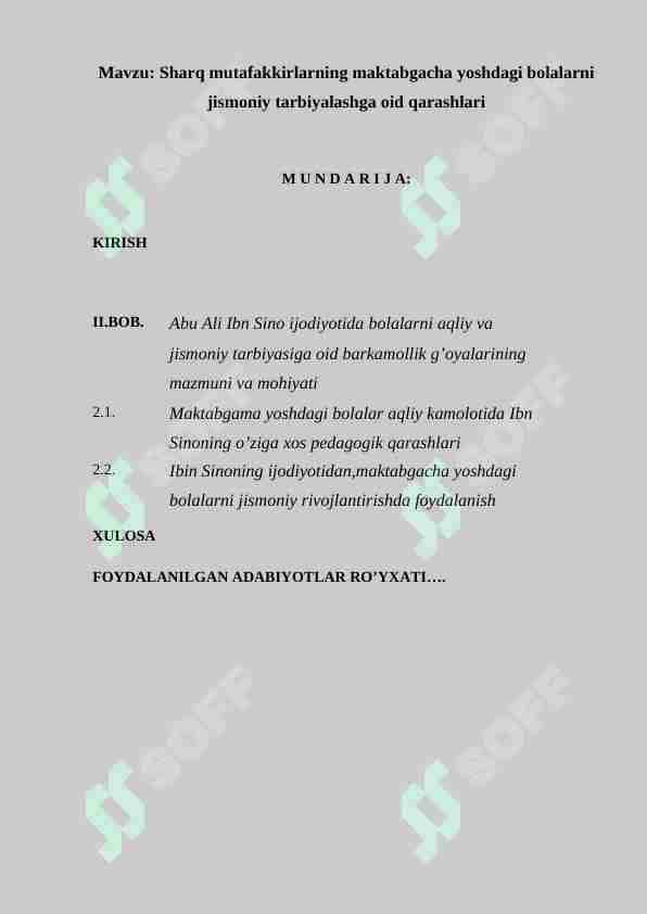 Sharq mutafakkirlarning maktabgacha yoshdagi bolalarni jismoniy tarbiyalashga oid qarashlari