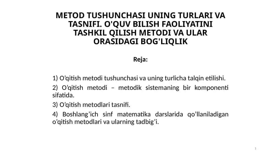 O'qitish metodlari va turlari