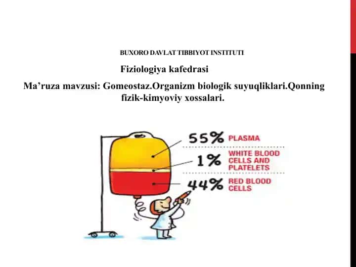 Buxoro Davlat Tibbiyot Instituti - Fiziologiya Kafedrasi Ma'ruzasi