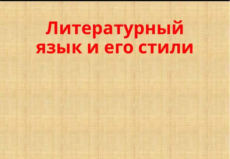 Литературный язык и его стили