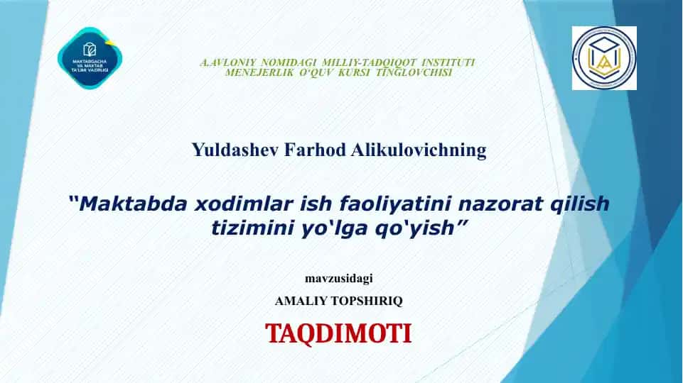 "Maktabdaxodimlar ishfaoliyatini nazorat qilish tizimini yo‘lga qo‘yish"