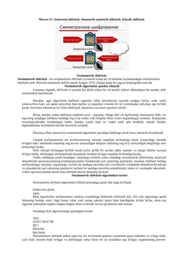 Nosimmetrik shifrlash algoritmlari