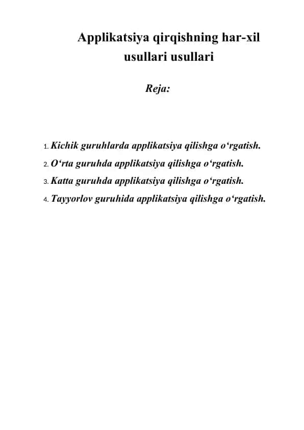 Applikatsiya qirqishning har-xil usullari usullari