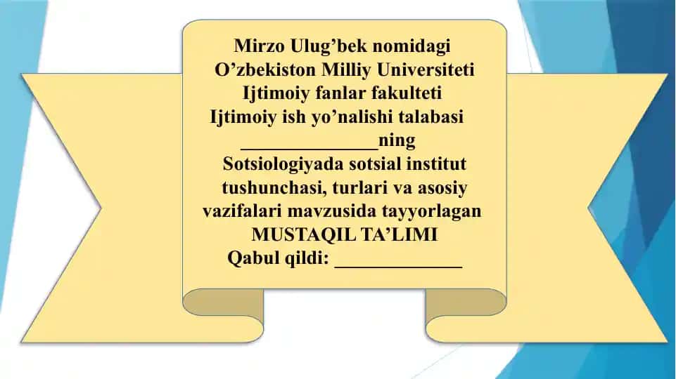 Sotsiologiyada sotsial institut tushunchasi, turlari va asosiy vazifalari