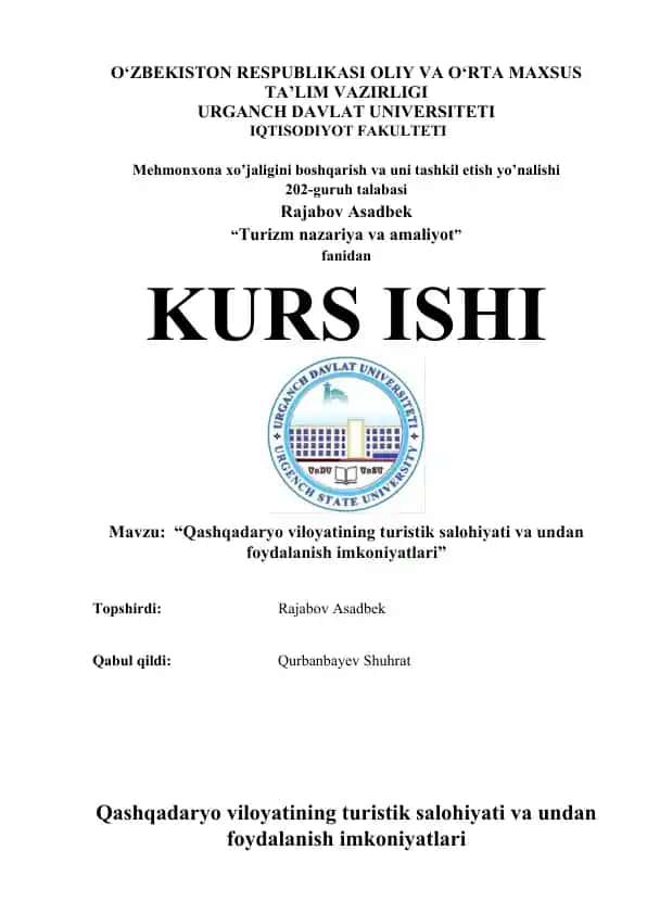 Mehmonxona xo’jaligini boshqarish va uni tashkil etish yo’nalishi