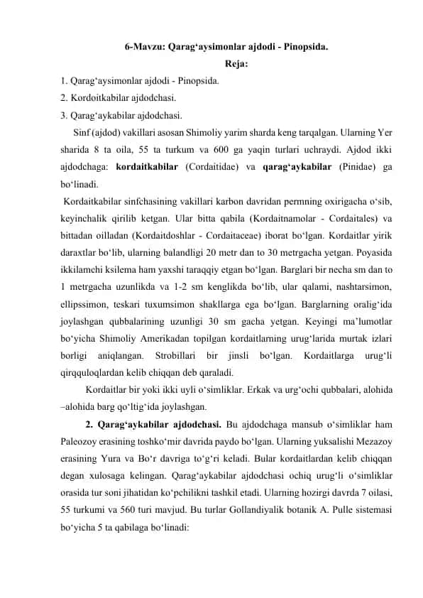 Qarag‘aysimonlar ajdodi - Pinopsida