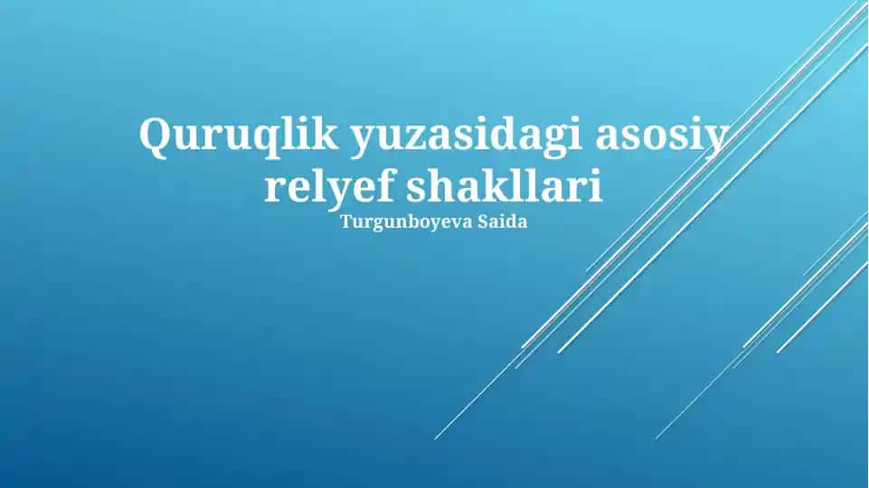 Quruqlik yuzasidagi asosiy relyef shakllari