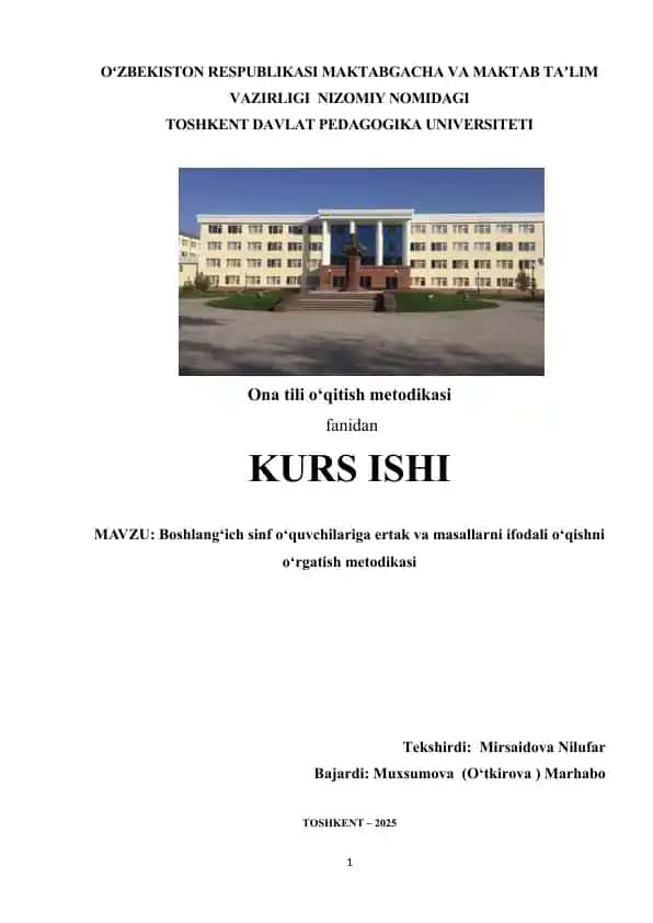 Ona tili o'qitish metodikasi