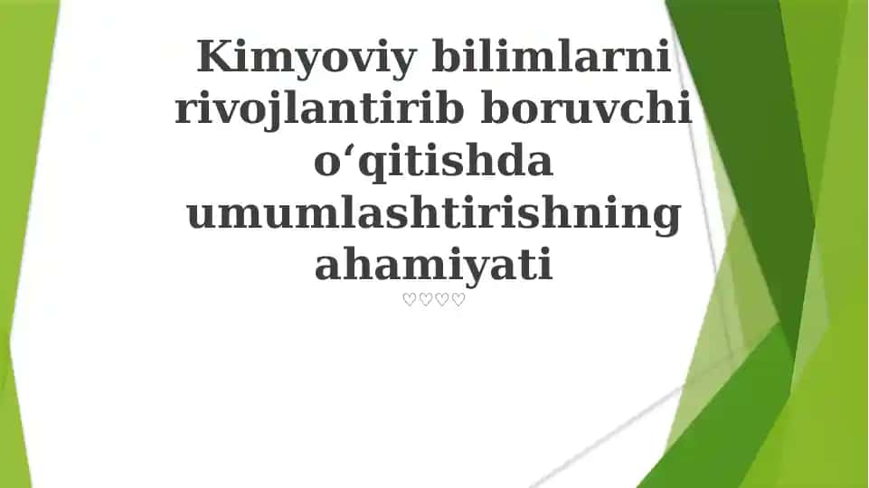 Kimyoviy bilimlarni rivojlantirib boruvchi oʻqitish