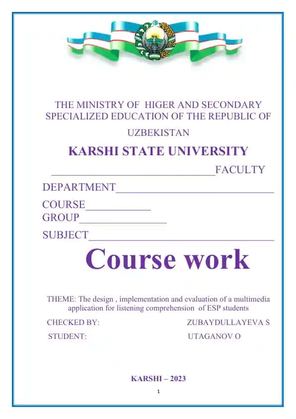 Course work: The design, implementation and evaluation of a multimedia application for listening comprehension of ESP students