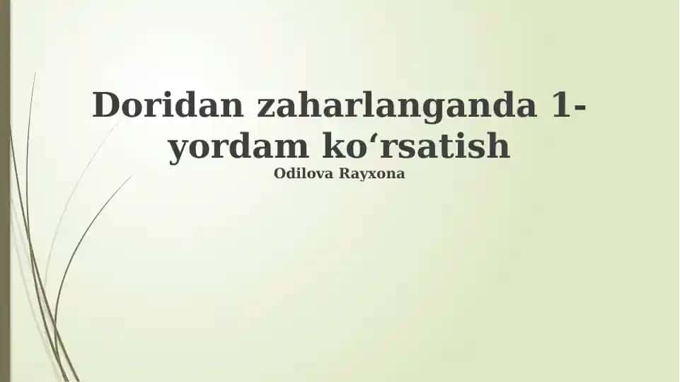 Doridan zaharlanganda 1-yordam koʻrsatish
