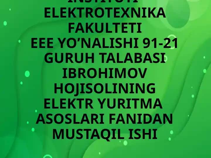 O'zgarmas tok matorini tormozlash rejimlari tahlil qilish