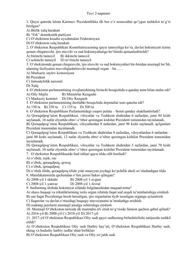 O'zbekiston Respublikasi Konstitutsiyasi