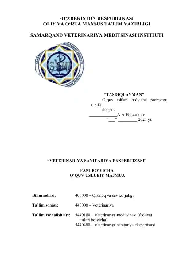 "Veterinariya Sanitariya Ekspertizasi"