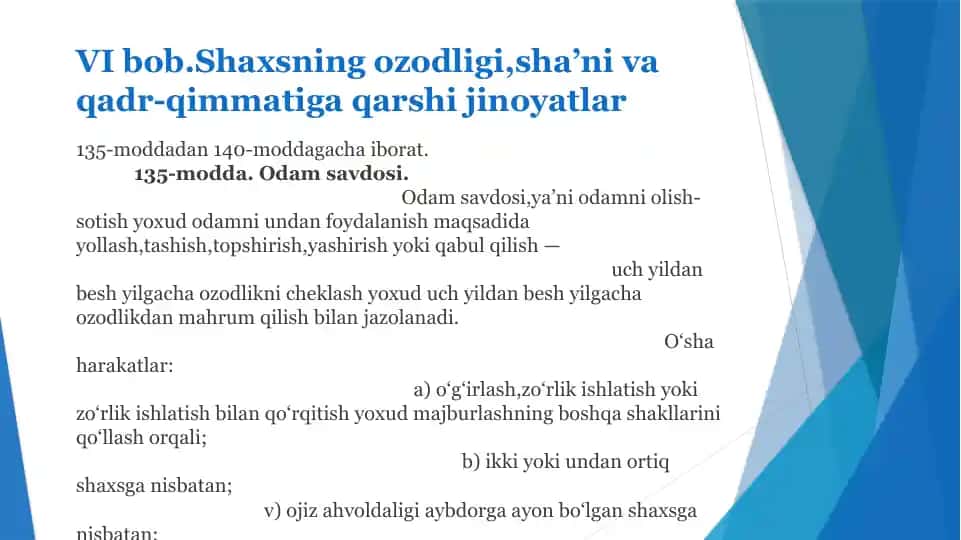 Shaxsning ozodligi va qadr-qimmatiga qarshi jinoyatlar