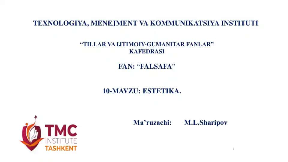 Estetika fanining ma’lumoti