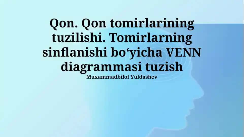Qon tomirlarining tuzilishi va sinflanishi boʻyicha VENN diagrammasi tuz