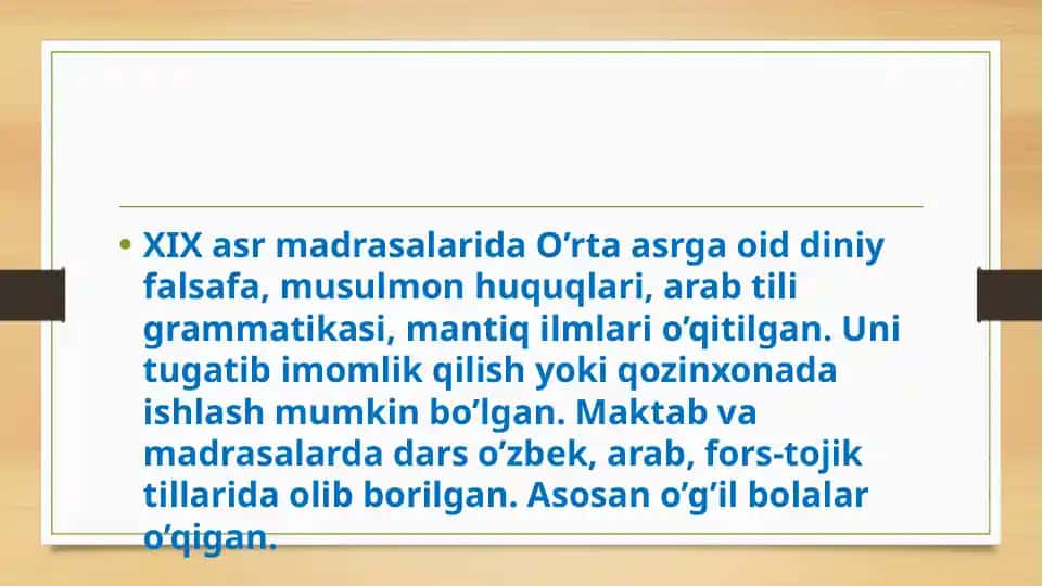 Diniy Ta'lim va Madrasalar