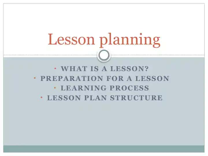 Lesson planning.