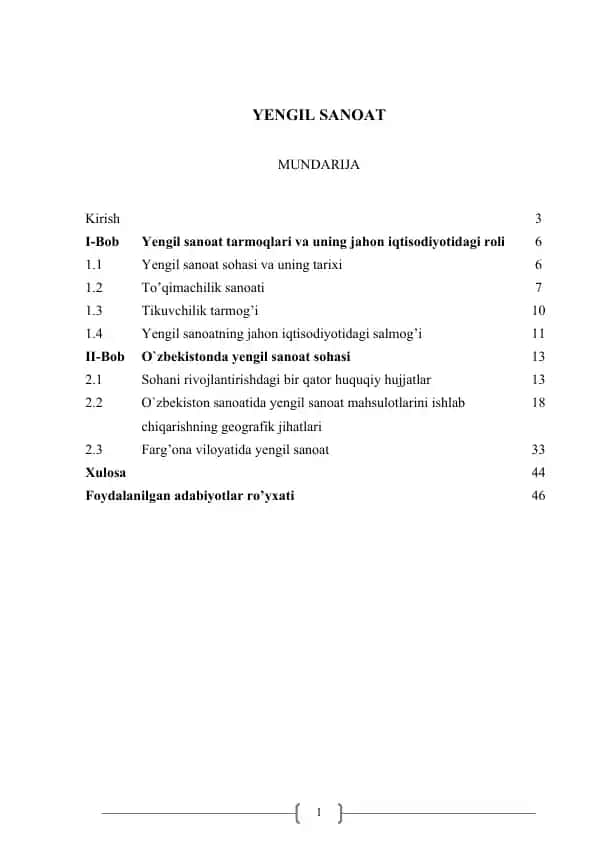 Yengil sanoat mahsulotlari