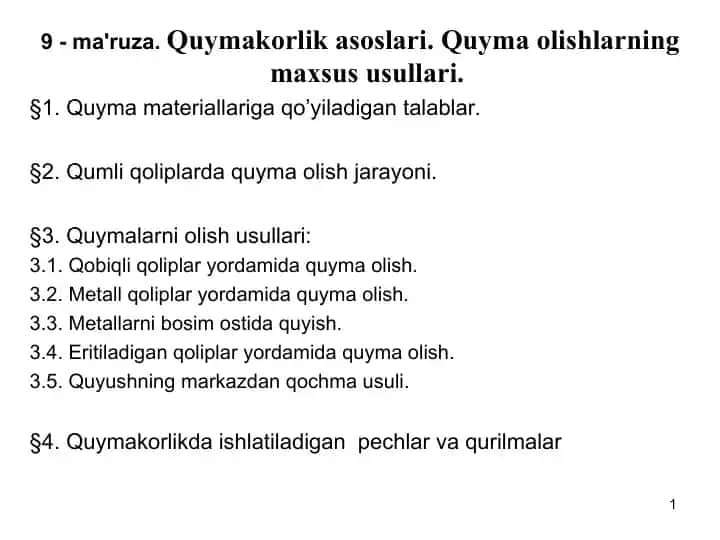 Quymakorlik asoslari