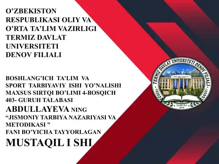 Jismoniy madaniyat tushunchalari maqsad va vazifalari