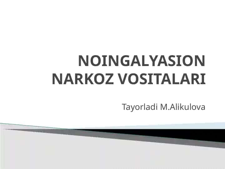 Noingalyasion narkoz vositalari