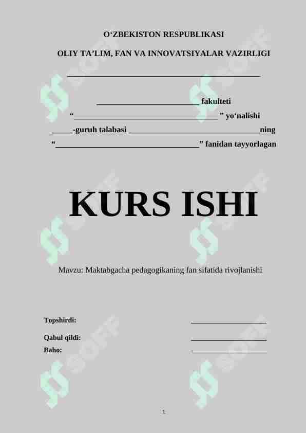Maktabgacha pedagogikaning fan sifatida rivojlanishi