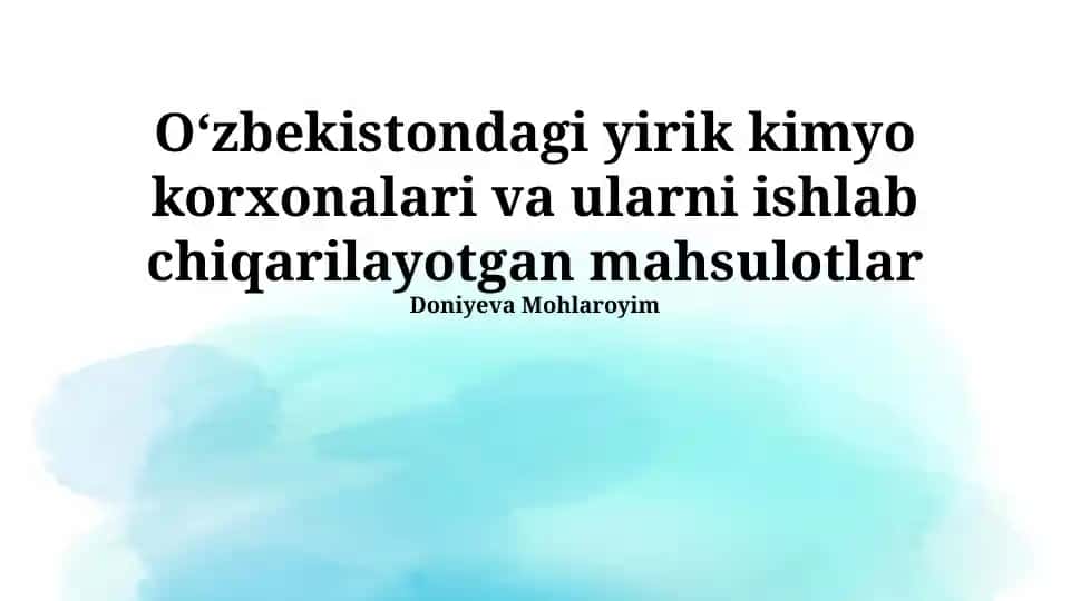 Ishlab Chiqarilayotgan Mahsulotlar