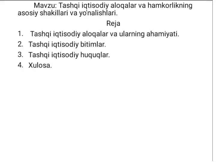 O‘zbekiston mustaqilligi va tashqi iqtisodiy aloqalar