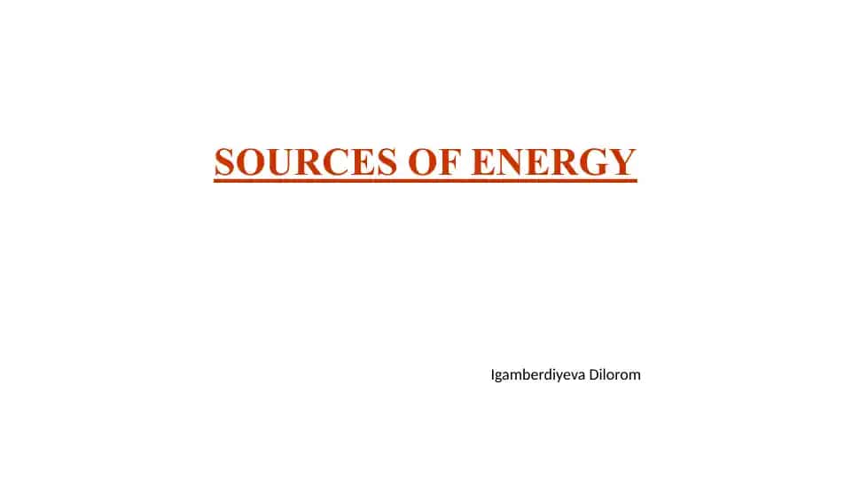 Energy Sources