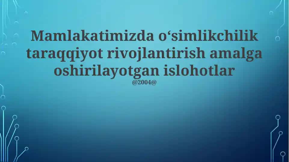 Qishloq xo'jaligini rivojlantirish tashabbuslari